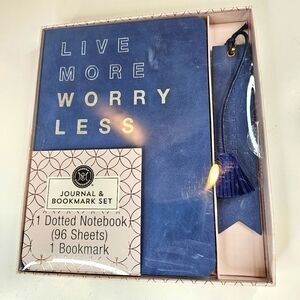 Live More Worry Less Journal & Bookmark Set 96 Sheets Blue ~ New